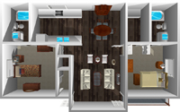 This image is the visual 3D representation of Alpine 1 in Mountain Gate Apartments.